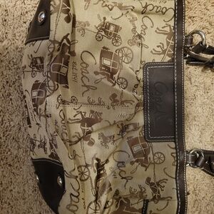 Coach Signature Brown and Tan Purse